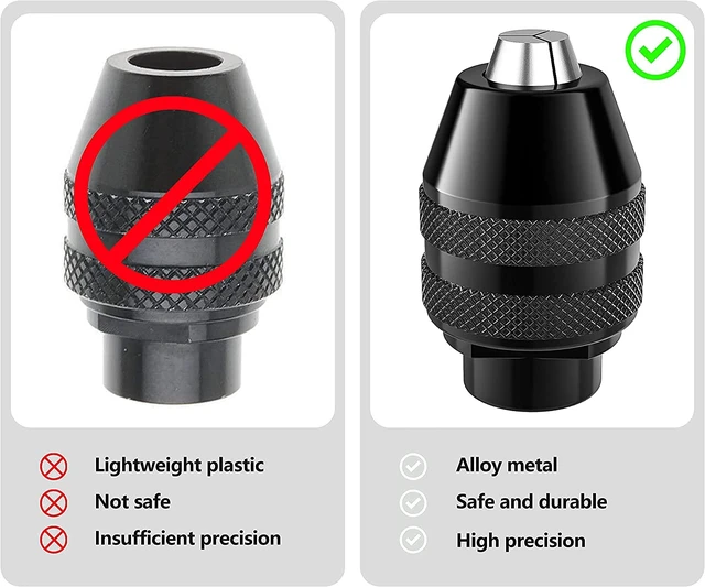 Alt view image 2 of 7 - 2-Pack Keyless Chuck, 1/32" to 1/8" Replacement 4486 Drill Keyless Bit Chuck Shank Rotary Tool Quick Change Adapter Kit Compatible for Dremel 4486 Model 395 3000 4000 4300 8220 3000 7300 Multipro