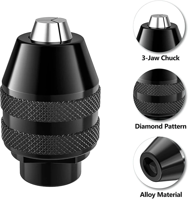 Alt view image 3 of 7 - 2-Pack Keyless Chuck, 1/32" to 1/8" Replacement 4486 Drill Keyless Bit Chuck Shank Rotary Tool Quick Change Adapter Kit Compatible for Dremel 4486 Model 395 3000 4000 4300 8220 3000 7300 Multipro