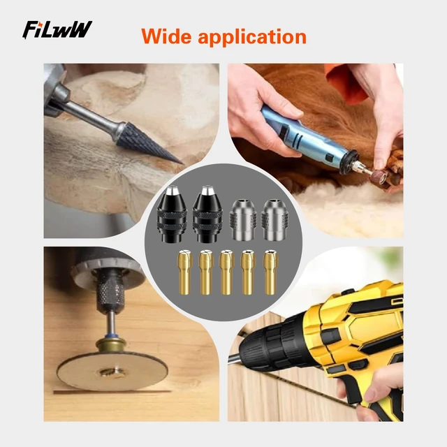Alt view image 5 of 7 - Drill Chuck Collet Set for Dremel, 16PCS 0.8-3.2mm Replacement 4486 Drill Keyless Bit Chuck Shank Rotary Tool Quick Change Adapter