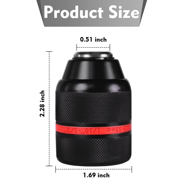 Alt view image 2 of 6 - Drill Chuck 1/2-20UNF, 1.5-13mm Self-Tightening Chuck | Fits 1/2-20UNF Spindles, 1.5-13 mm Capacity, Self-Tightening Chuck, Keyless Quick Change, Alloy Steel