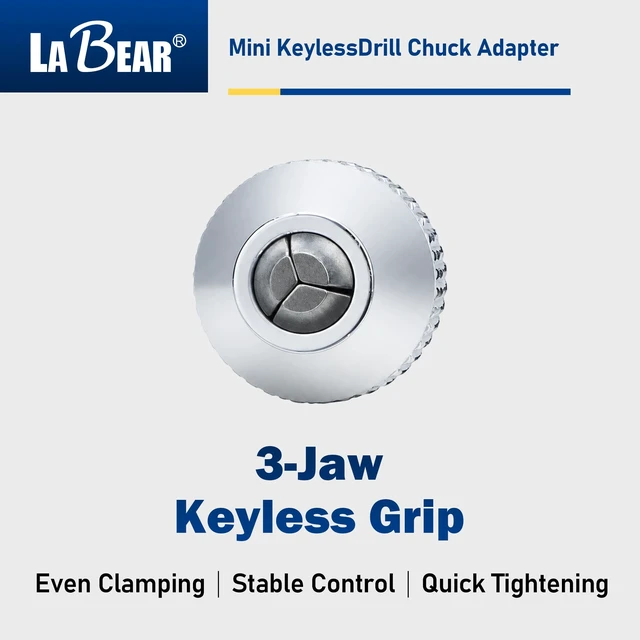 Alt view image 4 of 7 - Keyless Mini Drill Chuck Adapter, 1/4" Hex Shank, 0.3-3.2mm | 3-jaw grip, quick-change fit, Aluminum alloy body, Steel hex shank, Compact adapter for light-duty drilling