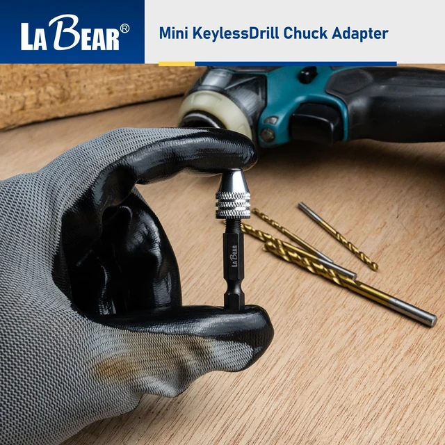 Alt view image 6 of 7 - Keyless Mini Drill Chuck Adapter, 1/4" Hex Shank, 0.3-3.2mm | 3-jaw grip, quick-change fit, Aluminum alloy body, Steel hex shank, Compact adapter for light-duty drilling