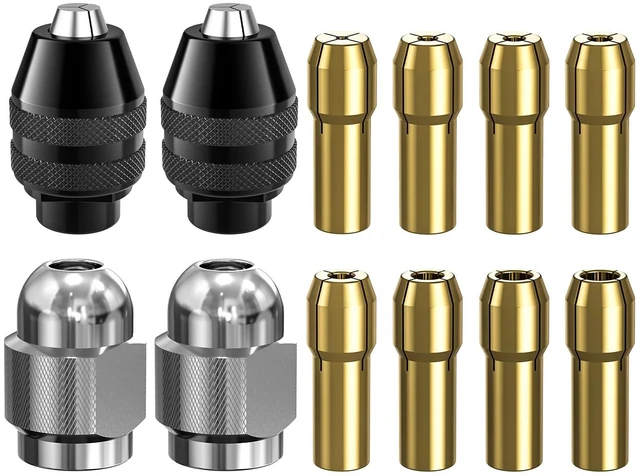 Main image of Drill Chuck Collet Set for Dremel, 12PCS 1/32" to 1/8" Replacement 4486 | Drill Keyless Bit Chuck Shank Rotary Tool Quick Change Adapter