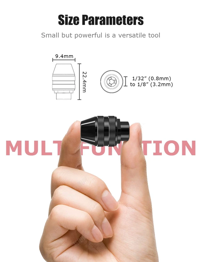 Alt view image 4 of 7 - Drill Chuck Collet Set for Dremel, 12PCS 1/32" to 1/8" Replacement 4486 | Drill Keyless Bit Chuck Shank Rotary Tool Quick Change Adapter