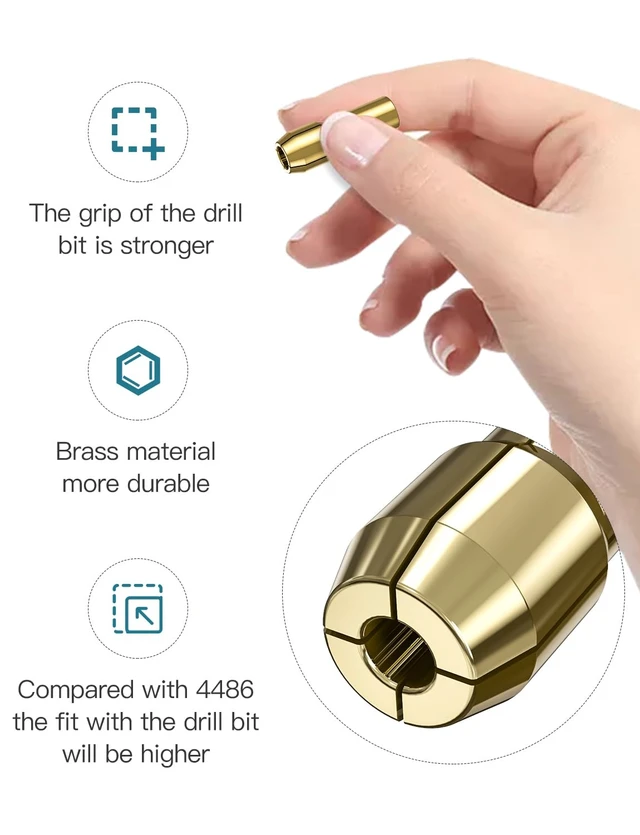 Alt view image 5 of 7 - Drill Chuck Collet Set for Dremel, 12PCS 1/32" to 1/8" Replacement 4486 | Drill Keyless Bit Chuck Shank Rotary Tool Quick Change Adapter