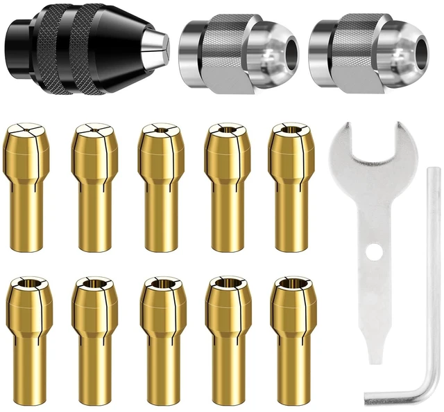 Main image of 0.8-3.2mm Shank Replacement 4486 Rotary Tool Keyless Quick Change Chuck Accessory with Replacement 4485 Brass Collet Metal Nut