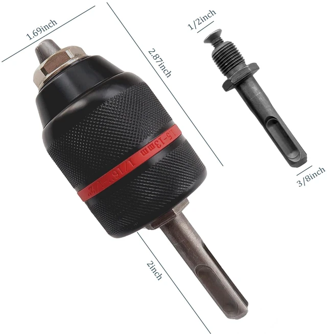 Alt view image 2 of 7 - 1/16"-1/2" Universal SDS Chuck Adapter, 3-Jaw Upgraded Self-Locking Drill Press Chuck Adapter for Hand Drill Impact Driver Power Drill