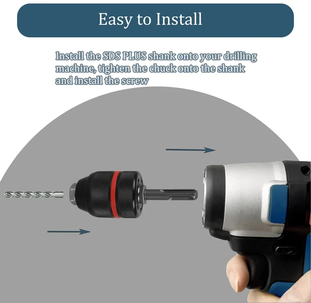 Alt view image 3 of 7 - 1/16"-1/2" Universal SDS Chuck Adapter, 3-Jaw Upgraded Self-Locking Drill Press Chuck Adapter for Hand Drill Impact Driver Power Drill