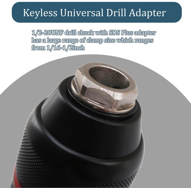 Alt view image 4 of 7 - 1/16"-1/2" Universal SDS Chuck Adapter, 3-Jaw Upgraded Self-Locking Drill Press Chuck Adapter for Hand Drill Impact Driver Power Drill