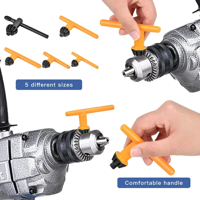 Alt view image 5 of 7 - 5 Sizes Drill Chuck Key, Drill Press Chuck Key Replacement for Craftsman | High Hardness Wear Resistant Carbon Steel, Chuck Diameter: 1/4" / 3/8" / 1/2" / 5/8" 3/4", Ckuck Keys for Drill Press