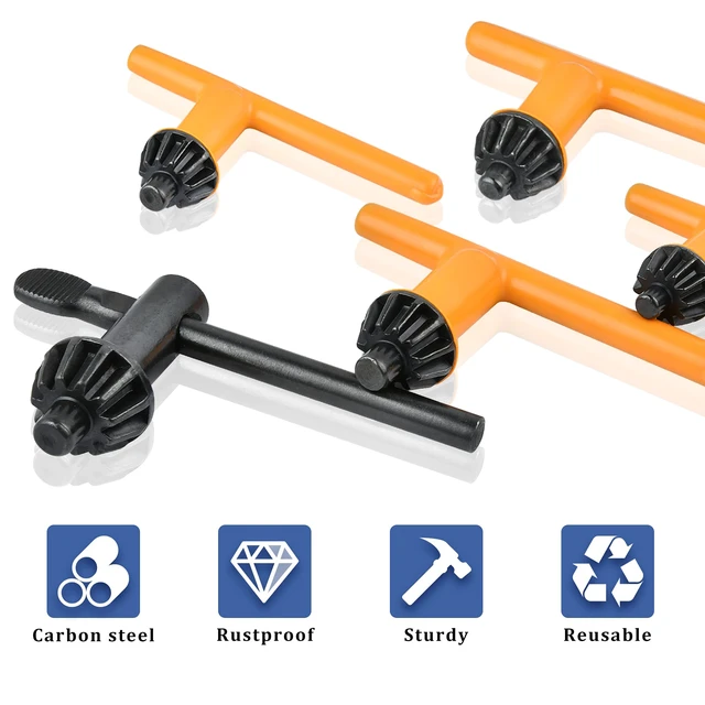 Alt view image 3 of 7 - 5 Sizes Drill Chuck Key, Drill Press Chuck Key Replacement for Craftsman | High Hardness Wear Resistant Carbon Steel, Chuck Diameter: 1/4" / 3/8" / 1/2" / 5/8" 3/4", Ckuck Keys for Drill Press