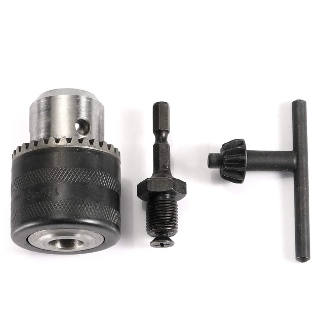 Alt view image 2 of 7 - 1/2"(13mm) Drill Chuck with 1/4" Quick Change Hex Drive and Wrench to Drill