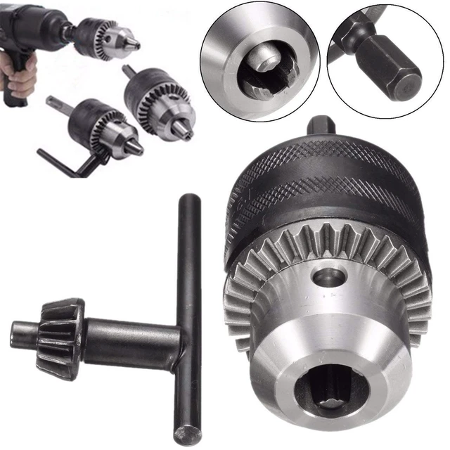 Alt view image 6 of 7 - 1/2"(13mm) Drill Chuck with 1/4" Quick Change Hex Drive and Wrench to Drill