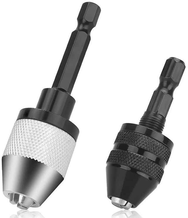 Main image of 2 Pieces Keyless Drill Chuck - 1/4 Inch Hex Shank Drill Bit Adapter, Fast Change Converter Extension Screwdriver Drill Adapter for Impact Drill Tool (0.3-6.5mm, 0.3-3.6mm)