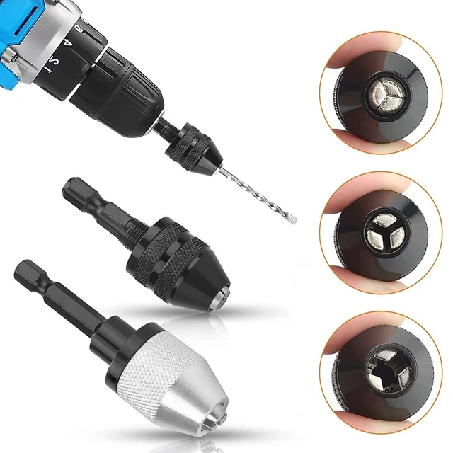 Alt view image 5 of 7 - 2 Pieces Keyless Drill Chuck - 1/4 Inch Hex Shank Drill Bit Adapter, Fast Change Converter Extension Screwdriver Drill Adapter for Impact Drill Tool (0.3-6.5mm, 0.3-3.6mm)