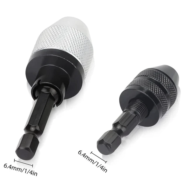 Alt view image 6 of 7 - 2 Pieces Keyless Drill Chuck - 1/4 Inch Hex Shank Drill Bit Adapter, Fast Change Converter Extension Screwdriver Drill Adapter for Impact Drill Tool (0.3-6.5mm, 0.3-3.6mm)