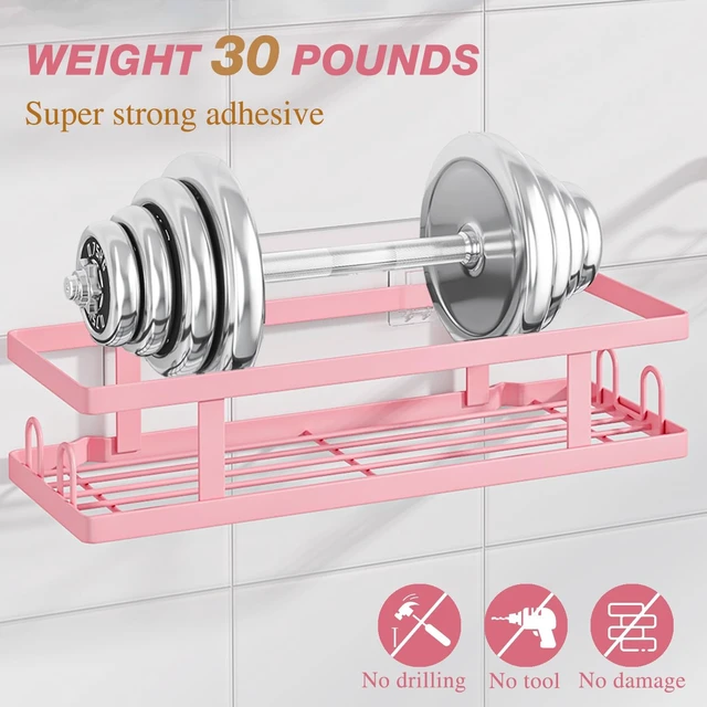 Alt view image 2 of 4 - 3 Pack | Shower Shelves, Stronger Adhesive, Soap Holder and 12 Hooks, No Drilling, Bathroom Organizer and Storage