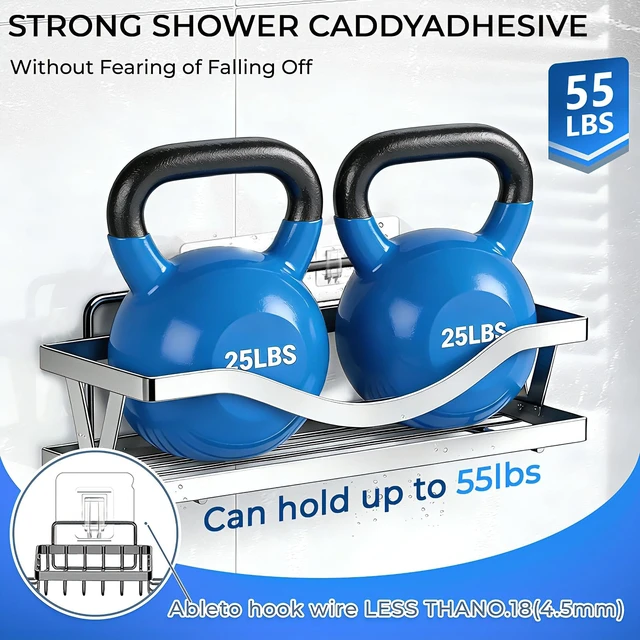 Alt view image 4 of 7 - Shower Caddy Adhesive Replacement Hooks, Heavy Duty Waterproof Strips, No Drilling for Bathroom Shelves, Kitchen Racks, and Soap Holders (Transparent-8Pack 2Hook)