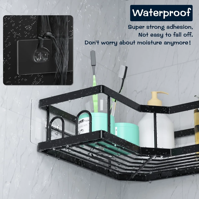 Alt view image 4 of 7 - Shower Caddy Replacement Stickers, No Drilling Transparent Adhesive Strips for Shower Caddy, Soap Holder, Bathroom Storage Shelves & Kitchen Racks(4pack)