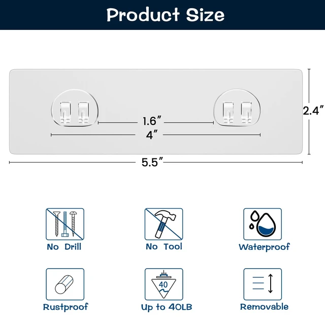 Alt view image 5 of 7 - Shower Caddy Replacement Stickers, No Drilling Transparent Adhesive Strips for Shower Caddy, Soap Holder, Bathroom Storage Shelves & Kitchen Racks(4pack)
