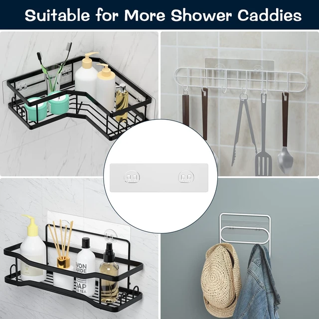 Alt view image 7 of 7 - Shower Caddy Replacement Stickers, No Drilling Transparent Adhesive Strips for Shower Caddy, Soap Holder, Bathroom Storage Shelves & Kitchen Racks(4pack)