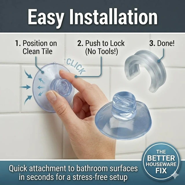 Alt view image 5 of 6 - Shower Caddy Suction Cup Set for Bathroom Racks, Heavy-Duty Holder Kit, Easy to Attach & Transparent, 3 Piece Set