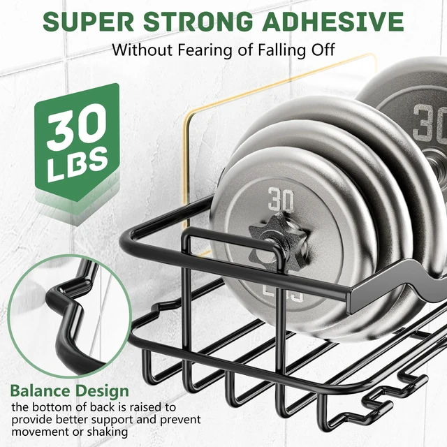 Alt view image 3 of 6 - 3-Pack Shower Caddy with Soap Holder, Adhesive Rustproof No-drill Strudy Loading Inside Shower Organizer Shelves Rack Storage Bathroom Organization for Smooth Wall Glass Tile, Black (X-Large)