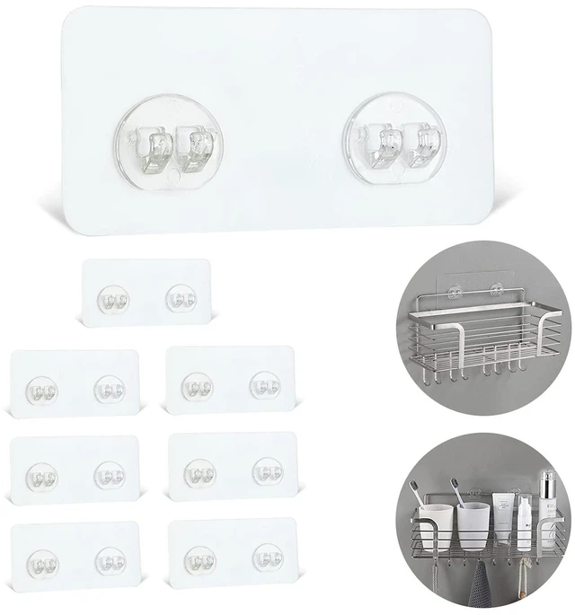 Main image of 8 Pack Shower Caddy Adhesive Hooks Replacement for Bathroom Shower Caddy | Strong & Waterproof Sticker Hooks for Corner Shelf Basket Soap Dish Hanging Hooks, No Drilling Shower Kitchen Accessories