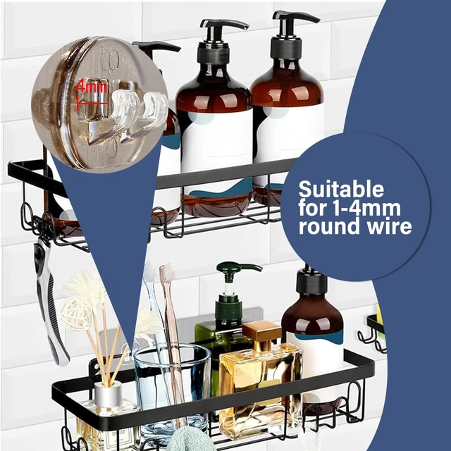Alt view image 3 of 6 - 8 Pack Shower Caddy Adhesive Hooks Replacement for Bathroom Shower Caddy | Strong & Waterproof Sticker Hooks for Corner Shelf Basket Soap Dish Hanging Hooks, No Drilling Shower Kitchen Accessories