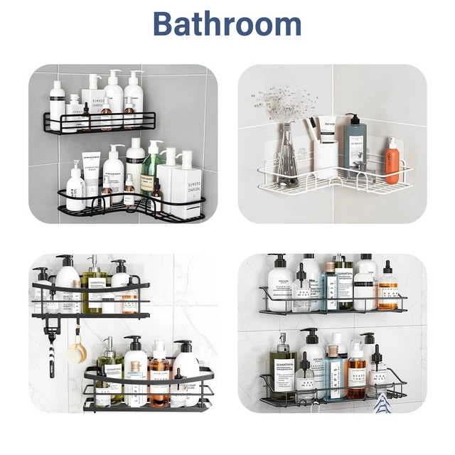 Alt view image 5 of 6 - 8 Pack Shower Caddy Adhesive Hooks Replacement for Bathroom Shower Caddy | Strong & Waterproof Sticker Hooks for Corner Shelf Basket Soap Dish Hanging Hooks, No Drilling Shower Kitchen Accessories