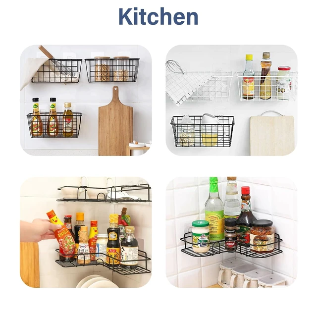 Alt view image 6 of 6 - 8 Pack Shower Caddy Adhesive Hooks Replacement for Bathroom Shower Caddy | Strong & Waterproof Sticker Hooks for Corner Shelf Basket Soap Dish Hanging Hooks, No Drilling Shower Kitchen Accessories