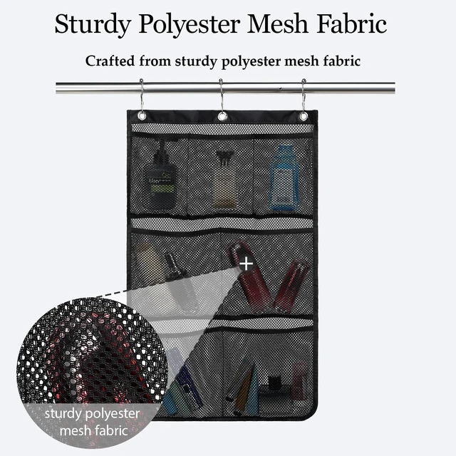Alt view image 3 of 7 - Mesh Shower Caddy Hanging Organizer with 7 Pockets and Hooks, Portable Quick Dry Bathroom Storage for College Dorm, Cruise, RV, Gym, Travel Toiletry Bag, Black, 1 Pack