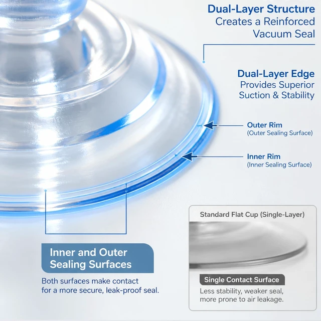 Alt view image 2 of 6 - Shower Caddy Suction Cup Replacement, Dual-Layer Thickened Connectors Compatible with Zenna Home and Simple Houseware Wire Racks, Clear, Pack of 4