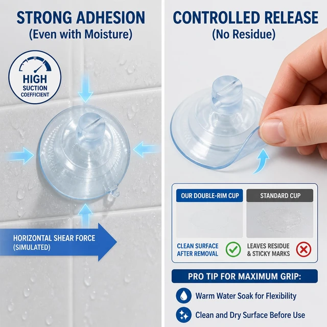 Alt view image 6 of 6 - Shower Caddy Suction Cup Replacement, Dual-Layer Thickened Connectors Compatible with Zenna Home and Simple Houseware Wire Racks, Clear, Pack of 4