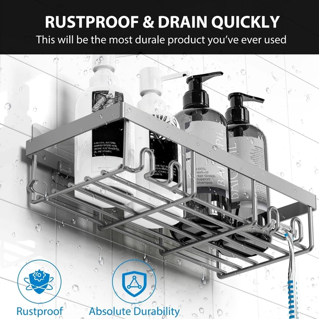 Alt view image 2 of 6 - Adhesive Shower Caddy Organizer Shelves Rack - 5 Pack Corner Bathroom Storage Organization, Home & Kitchen Decor Inside RV Accessories, Hanging First Apartment Household Camper Essentials