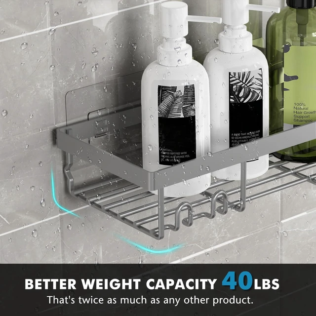 Alt view image 3 of 6 - Adhesive Shower Caddy Organizer Shelves Rack - 5 Pack Corner Bathroom Storage Organization, Home & Kitchen Decor Inside RV Accessories, Hanging First Apartment Household Camper Essentials