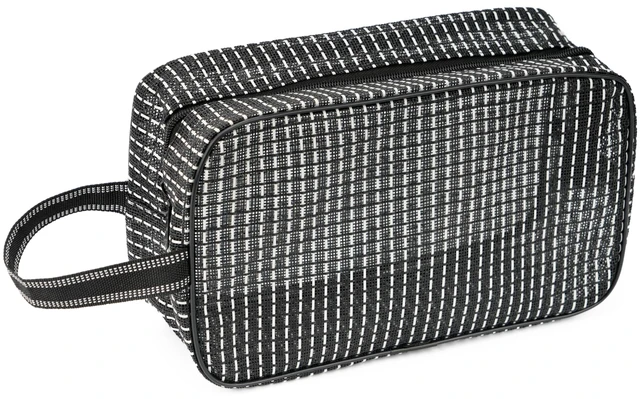 Main image of Mesh Shower Caddy Bag for Bathroom Gym Camping Portable Travel Mesh Toiletry Bag for Women Men (Black with White Stripes)