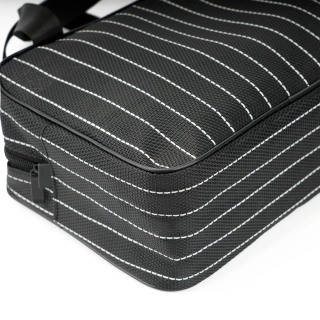 Alt view image 6 of 7 - Mesh Shower Caddy Bag for Bathroom Gym Camping Portable Travel Mesh Toiletry Bag for Women Men (Large Black with White Stripes)