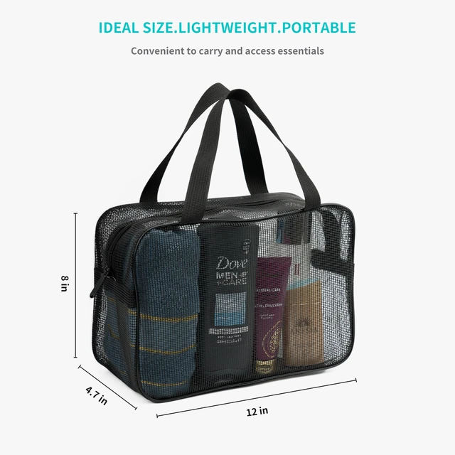 Alt view image 4 of 6 - Mesh Shower Caddy Bag for Bathroom Gym Camping Portable Travel Mesh Toiletry Bag for Women Men (Black Large)