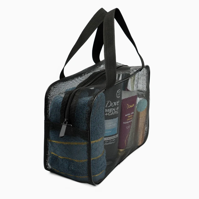 Alt view image 6 of 6 - Mesh Shower Caddy Bag for Bathroom Gym Camping Portable Travel Mesh Toiletry Bag for Women Men (Black Large)