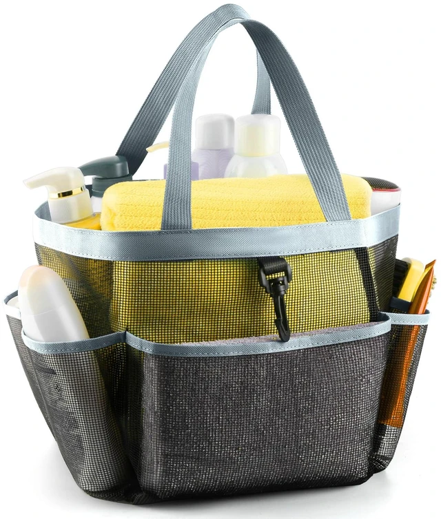 Main image of Mesh Shower Caddy Portable for College Dorm Room Essentials with 8 Pockets,Shower Bag for Beach,Swimming,Gym,Travel,Bathroom(Grey)