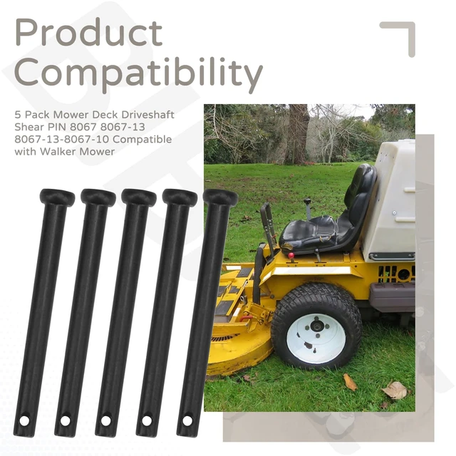 Alt view image 4 of 7 - 5 Pack Mower Deck Driveshaft Shear PIN 8067 8067-13 8067-13-8067-10 | Compatible with Walker Mower