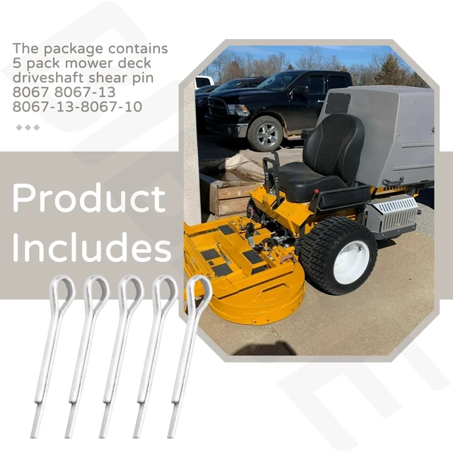 Alt view image 5 of 7 - 5 Pack Mower Deck Driveshaft Shear PIN 8067 8067-13 8067-13-8067-10 | Compatible with Walker Mower