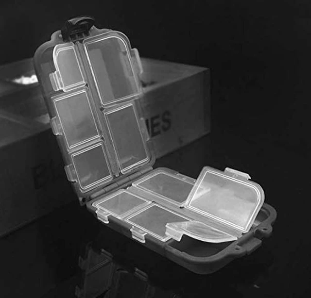 Alt view image 3 of 3 - 2x Small Hard Fishing Tackle Box Portable Case Hooks Lure Baits Storage Box Containers For Storing Swivels Jigs Hooks Sinker,10 Compartments (Black)