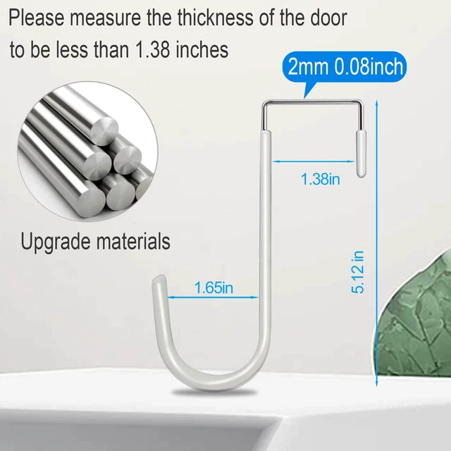 Alt view image 2 of 6 - 6 Pack Over The Door Hooks, Door Hangers Hooks, Soft Rubber Surface Prevents Scratches, White Door Hooks for Bathroom, Living Room, Kitchen Hanging Clothes, Towels, Shoe Bag, Hats
