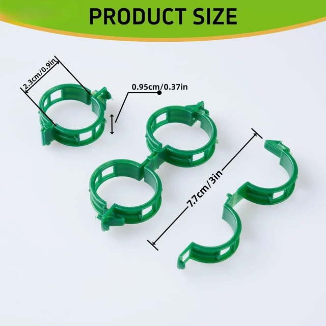 Alt view image 2 of 7 - 100 Pcs Plant Support Clips,Plastic Clips for Securing Plants | Plant Fixing Clips,Tomato Vine Clips,Garden Clips for Climbing Plants,Grape and Vine Vegetables,Reusable(100, Green)