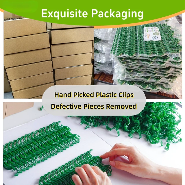 Alt view image 3 of 7 - 100 Pcs Plant Support Clips,Plastic Clips for Securing Plants | Plant Fixing Clips,Tomato Vine Clips,Garden Clips for Climbing Plants,Grape and Vine Vegetables,Reusable(100, Green)