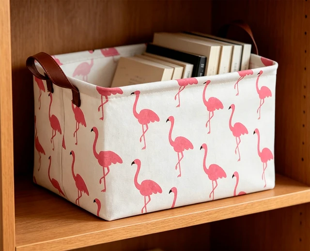 Alt view image 2 of 7 - Rectangular Storage Bin,Waterproof Gift Baskets,Room Decor (Flamingo)