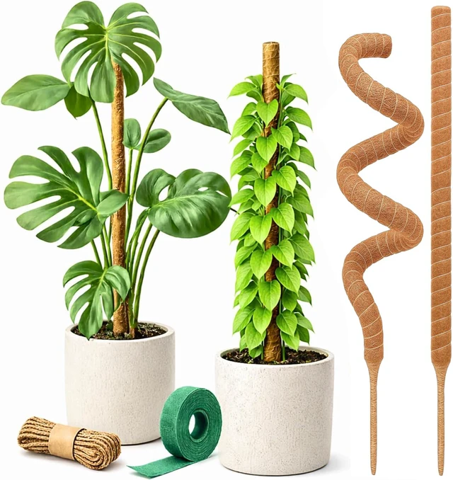 Main image of 29" Moss Pole Monstera Plant Support, Indoor Plant Stakes | 2 Pack Bendable Stakes Prevents Climbing Plants from Flopping