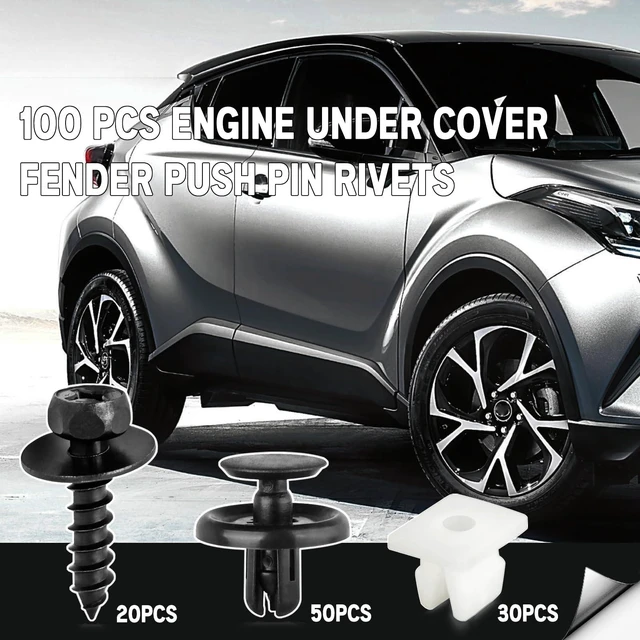 Alt view image 2 of 7 - 101 PCS Engine Under Cover Fender Push Pin Rivets Compatible with Toyota | 90467-07201, Fit Toyota Lexus Camry Corolla, Plastic Fastener Retainer Clips with 90189-06193 Grommet 90159-60477 Bolt Kits
